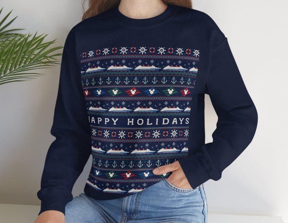 Disney Cruise Line inspired Ugly Sweater Unisex Sweatshirt | Cozy Winter Wear, Gift for Friends, Holiday Celebration