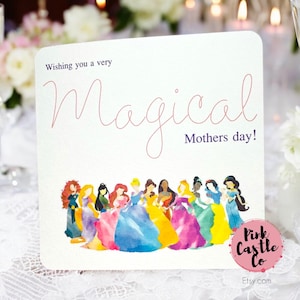 Tarjeta del Día de la Madre inspirada mágicamente princesa personalizada'