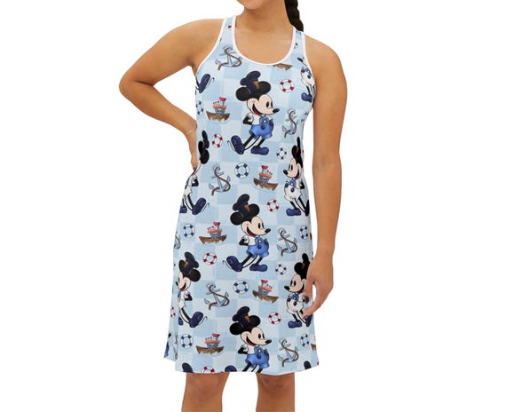 Vintage Disney Cruise Cartoon Mouse Pattern Dress | Racerback AOP