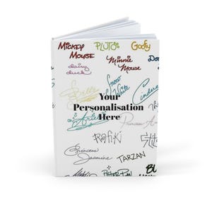 Disney Autograph Book Hardcover Journal, Personalized Disneyland Sketch Book, Cute Disney Fan Notebook