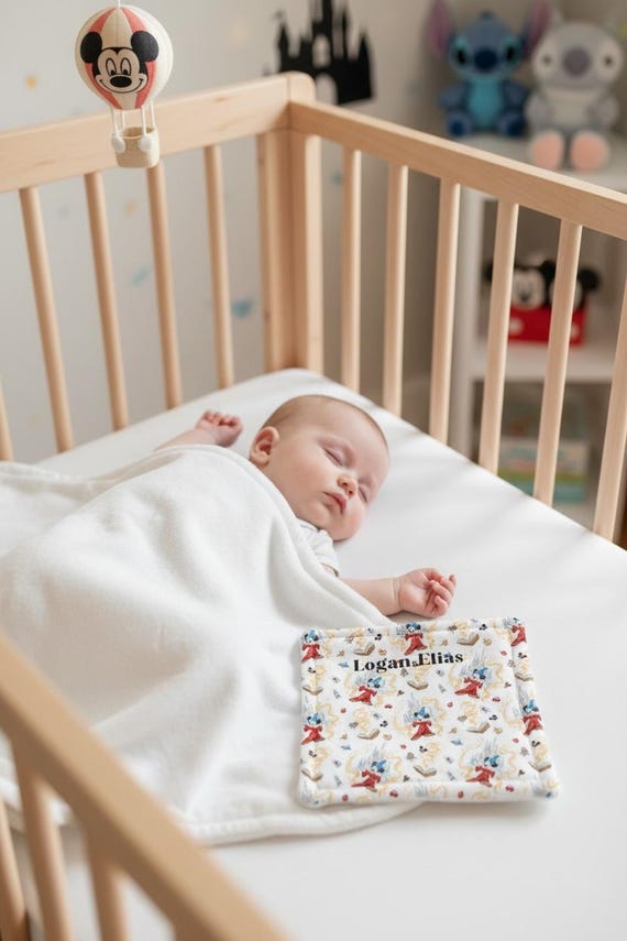 Personalized Mouse Magic Small Comforter 11x12, Baby Lovey Blanket, Minky Security Blanket, Custom Name Baby Gift
