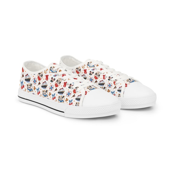 Disney Cruise Line Nautical Pattern Sneakers Low Top Shoes | Cartoon Sea Print various colours available