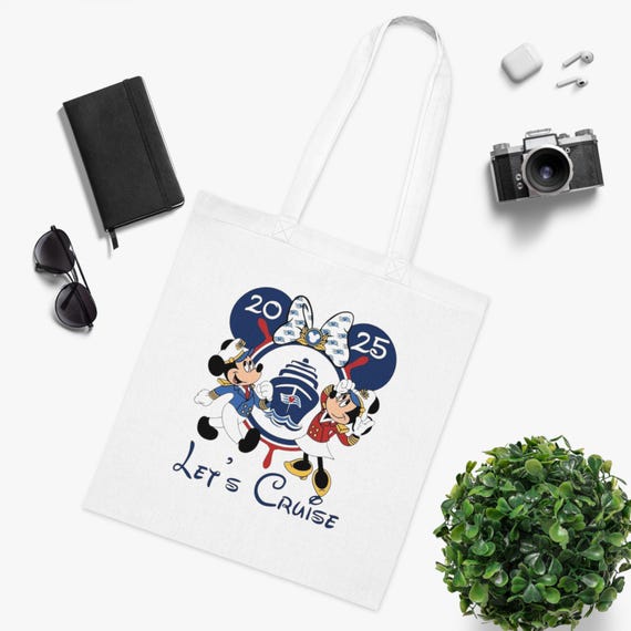 Disney Cruise inspired Cotton Tote Bag | Let's Cruise, Mickey Mouse, Reusable Shopping, Gift for Disney Lovers, Eco-Friendly, 2025