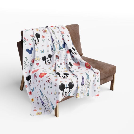 Mickey Mouse Castle Pattern Arctic Fleece Blanket | Disney-Inspired Desk Mat