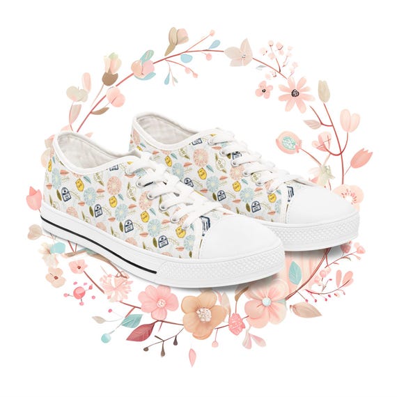 Floral Sneakers, Star Wars Inspired Shoes, Disney Park Lovers, Cute Low Tops, Women's Casual Footwear