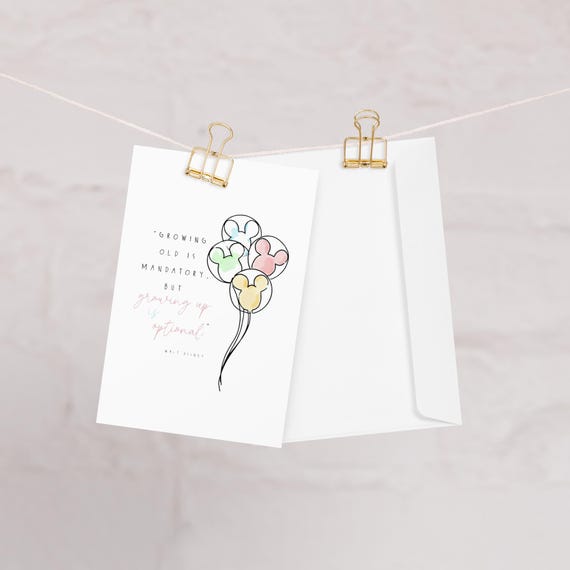 Disney Inspired Greeting Card | Growing Up Is Optional Card | Cute Disney Fan Card | Magical Friendship Card | 4x6 Greeting Card