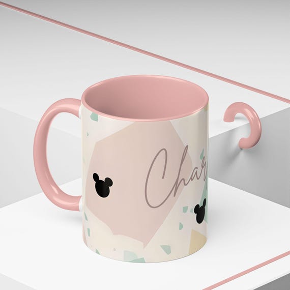 Minimal Pastel Abstract Mickey Inspired Accent Coffee Mug, Personalized