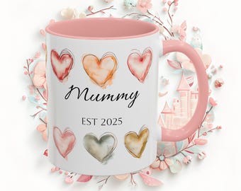 Personalized 'Mummy Est 2025' Watercolor Mug: New Mom Gift