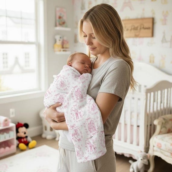 Pink Disneyworld Inspired Fleece Baby Blanket, Nursery Décor