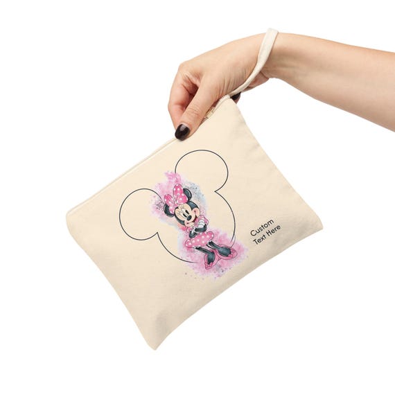 Disney Minnie Inspired Watercolour Cute Personalised Accessory, Bag, Makeup Case, Coin Purse, Travel Organizer, Gift for