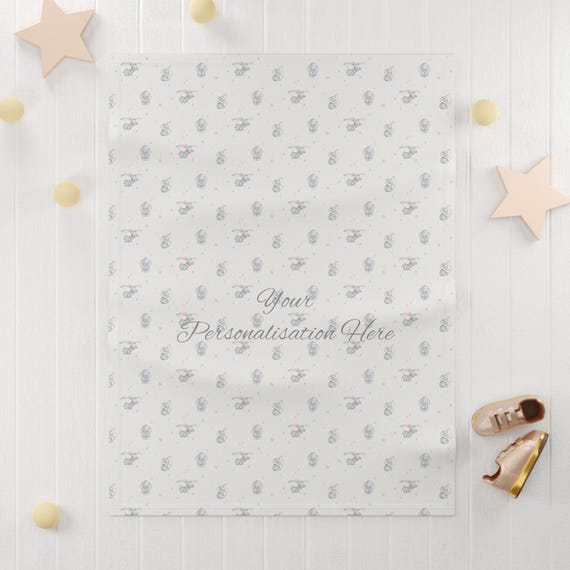 Personalised Baby Blanket, Disney Dumbo Inspired, Gender Neutral, Super Soft Cute, Nursery Bedding, Baby Shower Gift, New-born Essentials