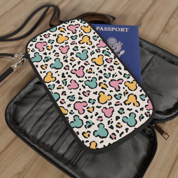 Colourful Mickey Disney inspired Leopard Print Passport Wallet Travel Organizer Cute Gift for Traveler Vacation Accessorie Travel Essentials