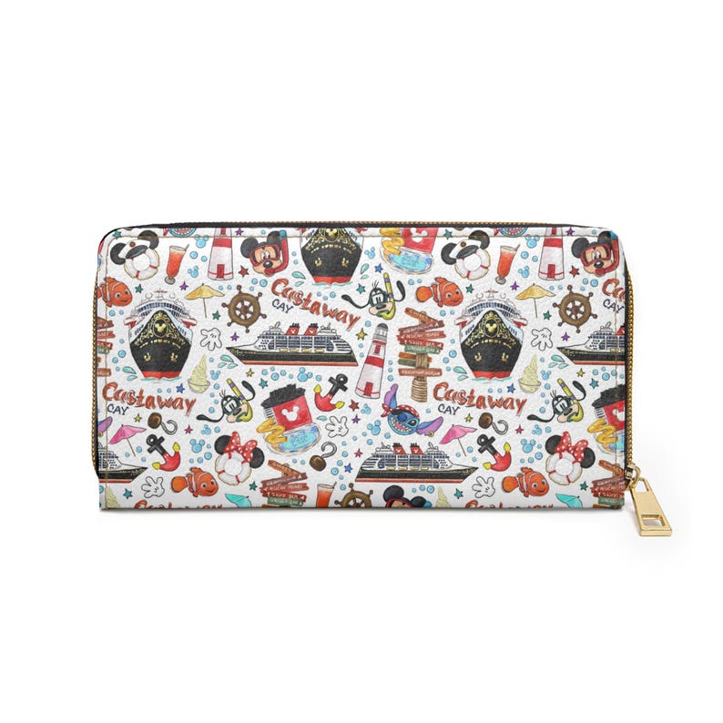 Disney Cruise Line Inspired Wallet, Fun Mickey Minnie Art, Vibrant Zipper Purse, Travel Accessories, Disney Fan Gift, Vacation Essentials image 3