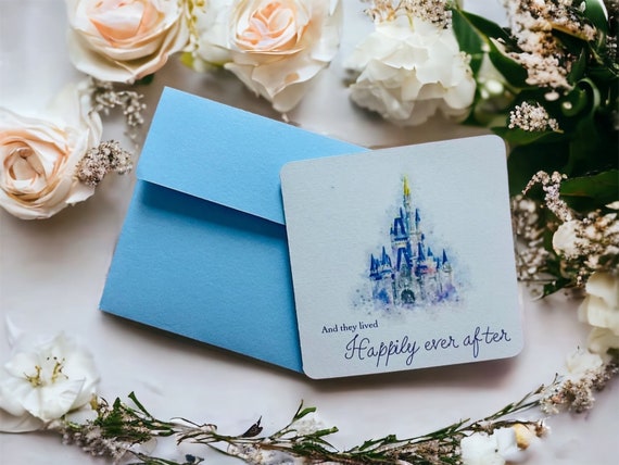 Magically inspired-engagement wedding card- Cinderella's castle-magic kingdom-personalised-custom made