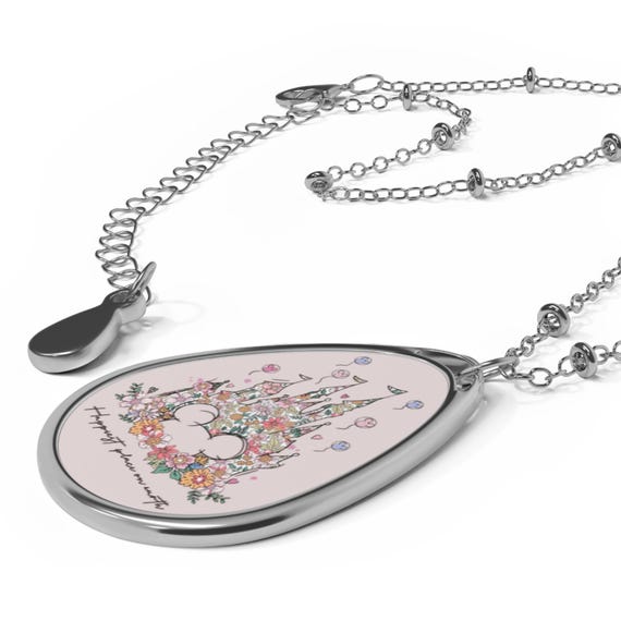 Fairytale Castle Oval Necklace, Magical Jewelry, Disney Inspired Pendant, Enchanted Gift, Celebration Necklace, Birthday Gift Ideas