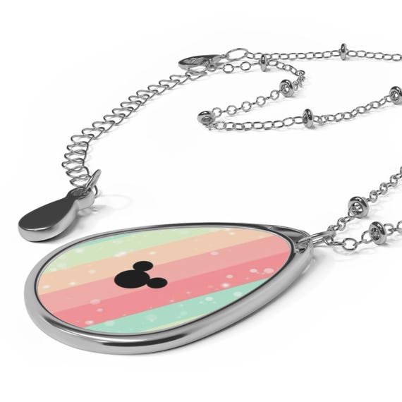 Colorful Disney Inspired Oval Necklace, Perfect Gift for Kids, Magical Jewelry for Birthdays, Summer Vacations, Fun Accessories