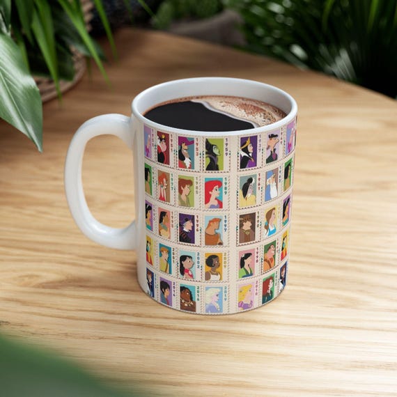Disney Stamp Character Inspired Ceramic Mug, Cute Vintage Style Coffee Cup, Gift for Disney Fan, Collector's Item, Retro Kitchen Decor,