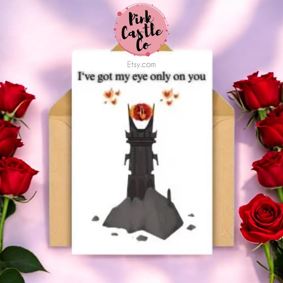 Fantasy-inspired Lotr eye of Sauron Happy Valentines Anniversary Wedding Love Card small cute