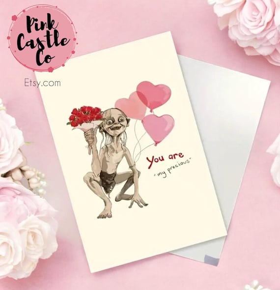 Fantasy-inspired Smegol Gollum Happy Valentines Anniversary Wedding Love Card