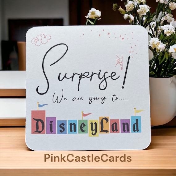 Surprise Holiday announcement magically inspired card Disneyland Paris wdw vacation surprise reveal card personalised magic kingdom