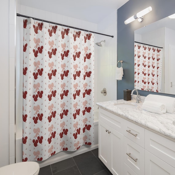 Mickey Cherries Shower Curtain - Fun, Cute Bathroom Decor, Unique Home Decoration, Disney Inspired Design, Mickey Mouse Theme, Cherry Print