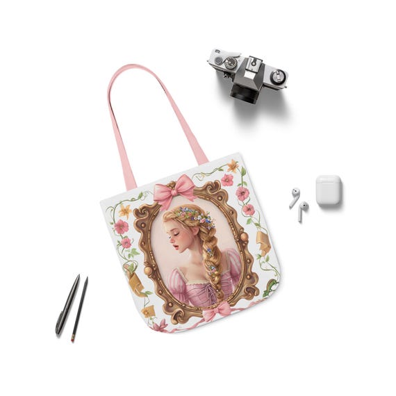Canvas Tote Bag, Disney Fantasy Rapunzel Design, Handbag, Shoulder Bag, Grocery Bag, Beach Tote, Book Bag, Unique Gift