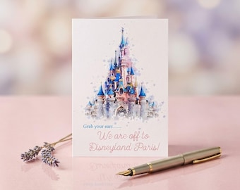 Holiday Reveal Card, Personalized Disneyland Paris Trip Announcement | 300gsm