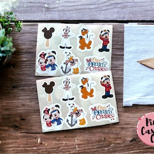 Juego de pegatinas de cruceros Disney, vinilo brillante resistente al agua, 7 diseños