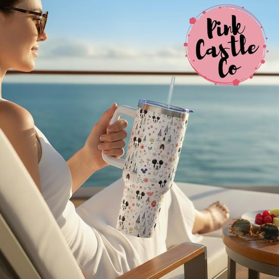 Mickey Castle Pattern Tumbler 40oz | Disney Park Icons, Colorful Castle Design