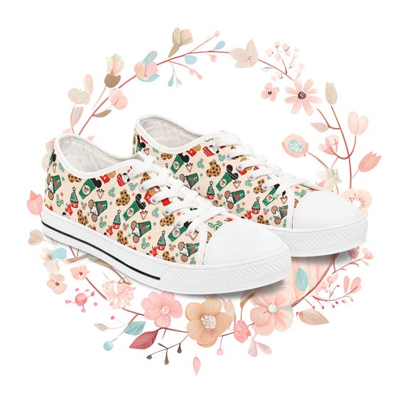 Christmas Disney Snacks Festive Cute Women's Shoes, Must-Have for Disneyworld Holidays, Park Outing, Festive Gift, Holiday low to sneakers