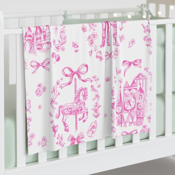 Baby Swaddle Blanket, Joyful Pink Newborn Wrap, Baby Shower Gift, Nursery Décor,Cute Infant Blanket,Disney Inspired,Walt,Mickey,Small World