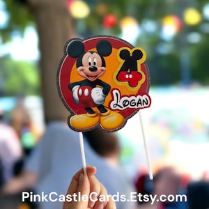 Décoration de gâteau Mickey Mouse, gâteau personnalisé, anniversaire Mickey Mouse, décoration de fête de gâteau Disney personnalisée n'importe quel nom carte épaisse imperméable