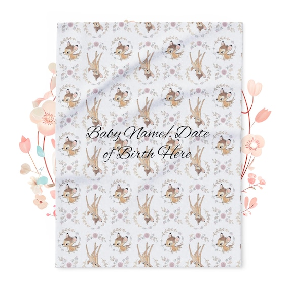 Fleece Blanket, Disney Bambi Baby Blanket Personalised, Nursery Decor, Baby Shower Gift, Soft Throw, Kids Bedding Boy Girl Neautral