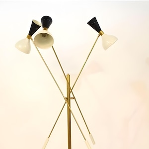 Mid-Century Stilnovo Floor Lamp | Italian Modern Brass 3-Arm Light with Stylish Marble Base | Sputnik Retro Home Decor Accent