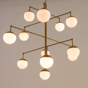 Italian Brass Chandelier, Sputnik Chandelier, Mid Century Modern Pendant Light, Unique Ceiling Fixture, Vintage Lighting For all Rooms
