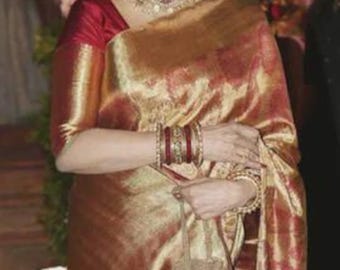 Red Banarasi Soft Silk Saree: Silver Zari Jaal Work, Wedding Sari