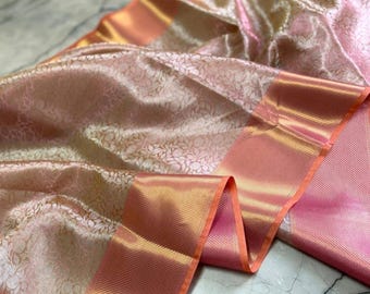 Sai Pallavi Inspired Banarasi Tissue Silk Saree: Pink Jaal Wedding Wear