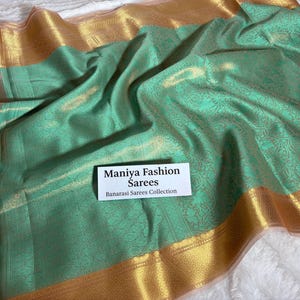 Green Banarasi Tissue Silk Saree: Jaal Wedding Wear