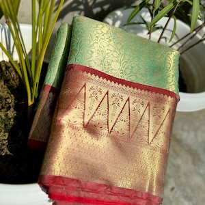 Kanjivaram Tissue Silk Saree: Celebrity Style Wedding Sari