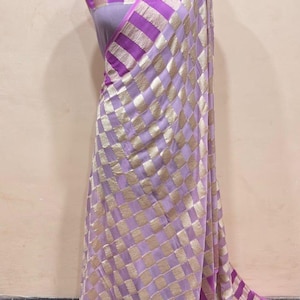 Banarasi Pure Khaddi GEORGETTE Heavy Silver Water Zari Flowers All Over Saree With Beautiful Border | khaddi Georgette saree| Georgette