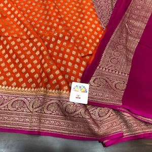 Banarasi Khaddi Georgette Saree: Antique Zari, Heavy Border