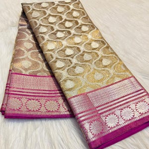 Celebrity inspired Banarasi Soft Silver Jaal Pattern Tissue Silk Saree | Wedding Party Wear | Elegant Festive & Bridal Wear | Gifts
