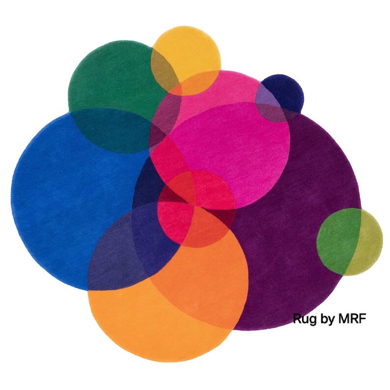 Bubble Multicolor Most Luxury Modern Handmade Wool Rug, Rugs for Living