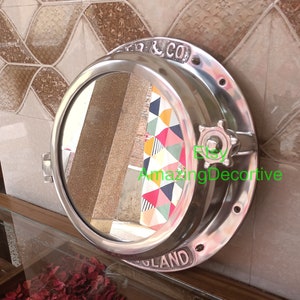 40.64 Cm Aluminum  Ship Window Porthole with Mirror | Nautical Home Décor |Pirate Home Décor