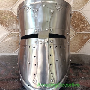 Medieval Closed Pot Great Combat Helmet ,Knight Warrior Viking