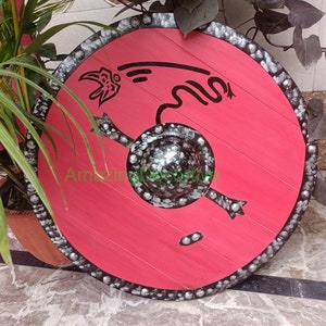 Medieval Larp Warrior Wood & Steel Viking Round shield