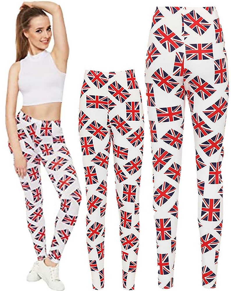 Ladies Union Jack United Kingdom Flag Printed Trousers Womens Stretchable Sports Leggings 