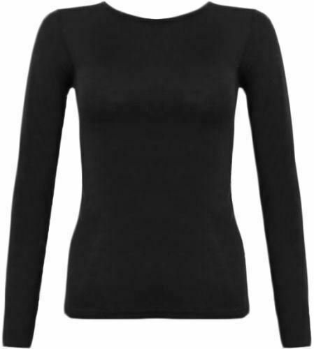 Womens Plain Round Neck Long Sleeve T-shirt Ladies Soft - Etsy UK