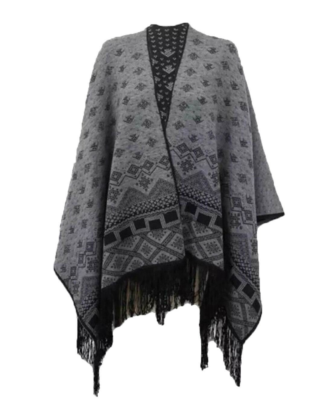 Ladies Aztec Print Knitted Cape Shawl With Lorex and Fringe - Etsy UK