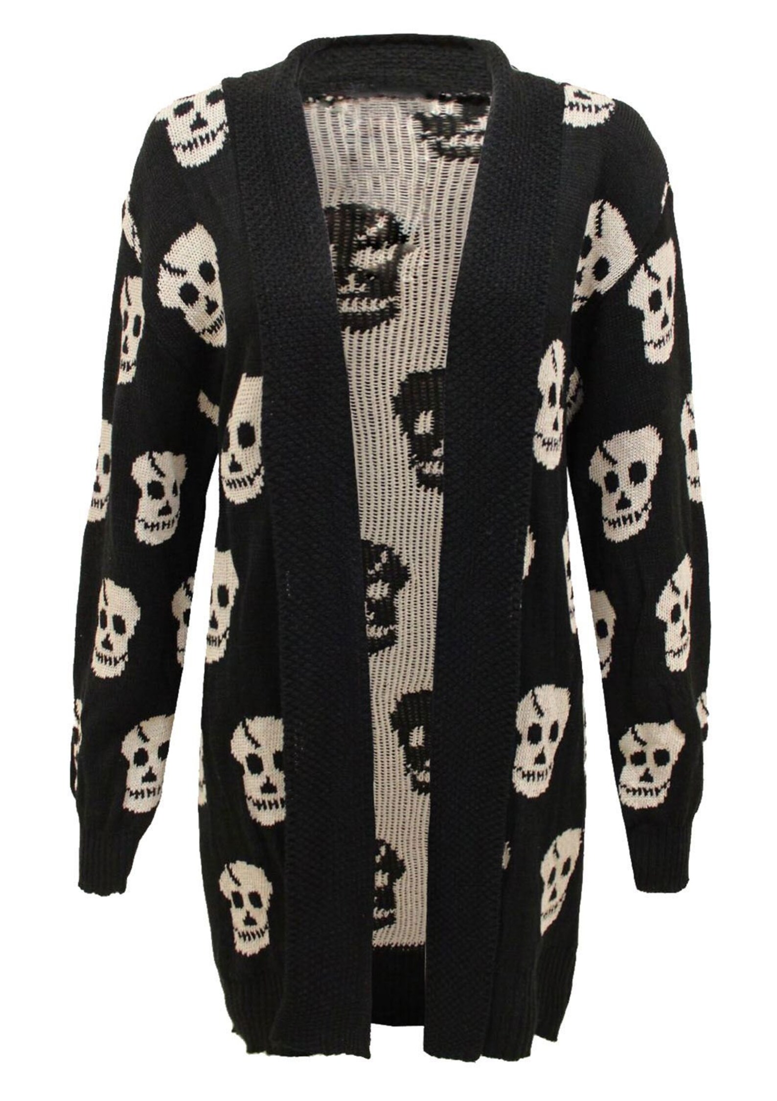 Ladies Skull Print Knitted Halloween Cardigan Womens Long Etsy UK